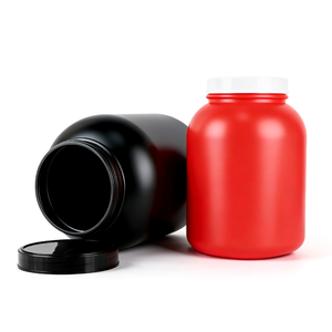 Bouteille en plastique HDPE noire et rouge de 7500 ml et 5600 ml pour poudre alimentaire et en-cas - Product Image 1