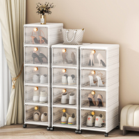 Boîte à chaussures en plastique pliable Installation Transparent Blanc Marron Boîte de rangement Économie d'espace Armoire à chaussures Boîte de rangement