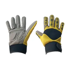 Heavy Duty Synthetic Leather Palm EVA Padding Anti Vibration TPR Protector Impact Resistant Mechanical Working Gloves