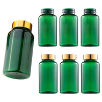 Bouteille ronde en PET vert de 200 ml avec étiquette personnalisée en gros, conteneur de médicaments recyclable, emballage de stockage en plastique pour médicaments