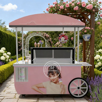 Chariot mobile commercial pour crème glacée et gelato avec roues, chariot de vente de gelato mobile pour la vente de desserts en extérieur