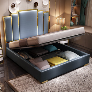 Ventas calientes Camas suaves modernas Muebles de cama de cuero estilo Master Girl con marco de madera Camas japonesas - Product Image 1