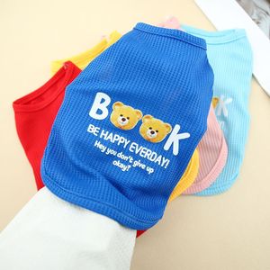 Lindo chaleco para perro con diseño de dibujos animados en tejido gofrado para uso en exteriores en primavera y otoño en colores azul cielo, rojo, amarillo, azul y rosa. - Product Image 3