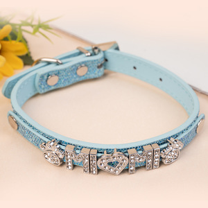 <span class=keywords><strong>Collar</strong></span> para mascotas de cuero PU personalizado de tamaño pequeño con Ins Wind Color Patrón de animal sólido Cintas Luces y lentejuelas Características de metal - Product Image 6