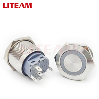Interruptor de Botón Pulsador Antivandálico de Acero Inoxidable de 25 mm, LED Momentáneo con Bloqueo Automático, 12 V, Impermeable, Encendido/Apagado, Interruptores de Botón Pulsador Metálicos