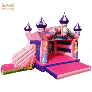 JOYRISE Château gonflable d'extérieur pour enfants, en PVC rose, avec toboggan sec, capacité 1000 kg, 5-8 passagers, 6x4x4m - Product Image 1