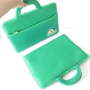 Wholesale Customized Neoprene <b>Laptop</b> Bag Waterproof Shockproof Green <b>Laptop</b> <b>Sleeve</b> With Handle and Side Pocket - Product Image 1