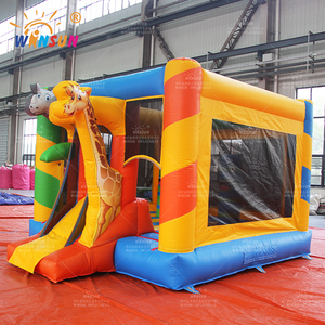 Castillo inflable Winsun para fiestas, tema de zoológico, modelo de jirafa semicerrada, casa de rebote para saltar para niños, PVC ignífugo, impermeable, fácil - Product Image 6