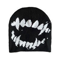 Bonnet en tricot jacquard unisexe Halloween, style gothique punk, chaud, pour l'automne et l'hiver, idéal pour les fêtes de rue