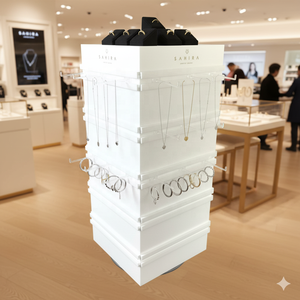 Xoay Acrylic hiển thị đồ trang sức đứng-Điều chỉnh PEG móc cho Bông tai/dây chuyền-Tùy chỉnh logo & màu sắc-360 ° quay - Product Image 4