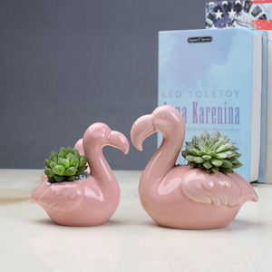<span class=keywords><strong>Maceta</strong></span> de cerámica de la familia del cisne Rosa bonita, <span class=keywords><strong>maceta</strong></span> suculenta de escritorio de diseño moderno esmaltado para decoración de escritorio personalizada - Product Image 3