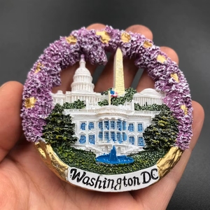 Washington, États-Unis, Château <span class=keywords><strong>de</strong></span> Neuschwanstein, Allemagne, <span class=keywords><strong>France</strong></span>, Italie, Syrie, Horloge à coucou, Autocollants magnétiques en résine pour réfrigérateur - Product Image 4