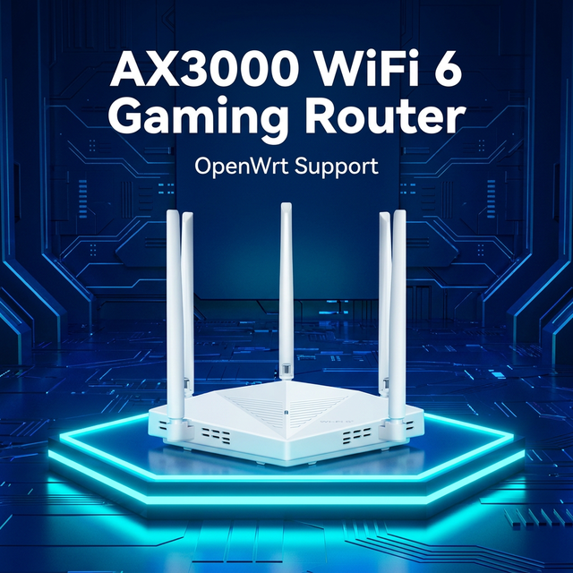 High Performance AX3000 WiFi 6 Gaming Router 4 External Antennas MU-MIMO Beamforming OpenWrt Compatible Home Wireless Gigabit