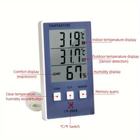 Thermomètre hygromètre numérique pour aquarium CX-201A avec écran LCD pour mesurer la température et l'humidité