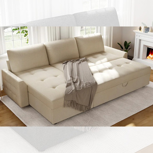 PZCN HOME Ensemble de canapés modulaires de luxe en forme de L canapé-lit convertible beige avec chaise de rangement - Product Image 6