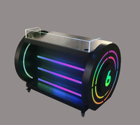 Barra de discoteca con logotipo personalizado, soporte de DJ, luces LED de acero inoxidable mejoradas, estante de exhibición giratorio plegable para publicidad de club nocturno
