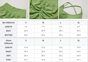 ठोस रंग नरम महिला जिम योग शॉर्ट सेट सेक्सी बैक खोखले खेल ब्रा + उच्च कमर खेल छोटे लेगिंग 2 पीसी तंग एथलेटिक - Product Image 5