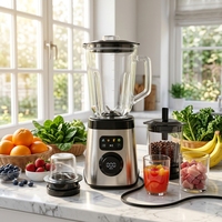 Calinfor 1000W Robot culinaire multifonction en acier inoxydable robuste avec écran LCD numérique, mixeur, blender, moulin à épices 1,5L