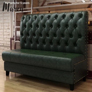 Banquette de restaurant personnalisée en cuir noir de style rétro, banquette haut de gamme pour café, club, restaurant, canapé - Product Image 2