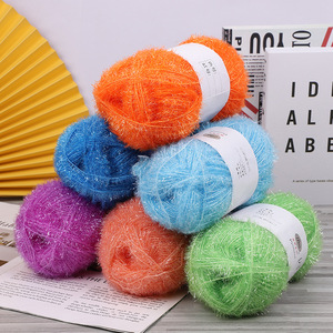 100g 1 brin acrylique <span class=keywords><strong>laine</strong></span> <span class=keywords><strong>de</strong></span> <span class=keywords><strong>verre</strong></span> bricolage tricot à la main fil d'or tressé poupée sac broderie fort teint brillant fil <span class=keywords><strong>de</strong></span> soie" - Product Image 5