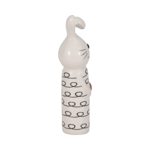 Statuetta di Coniglio Ondulato in Ceramica con Motivo a Anelli e Cuore per Arredamento Casa, Bagno, Ufficio, Soggiorno - Product Image 3