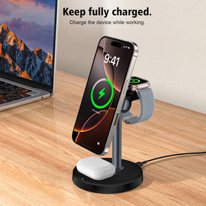 Cargador Inalámbrico Magnético 3 en 1 de 15W con Puerto Tipo C para iPhone, Auriculares y Reloj Inteligente, Soporte de Escritorio para Hogar y Oficina - Product Image 2
