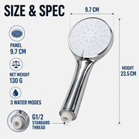 Pommeau de douche à main 3 fonctions, finition blanche, en ABS électroplaqué, avec tuyau de douche et support, compatible robinet, fabrication OEM ODM