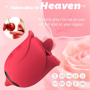 Vibratore a Rosa con Funzione di Succhiamento e Leccamento in Silicone per Donne, Impermeabile IPX5 con 12 Modalità di Vibrazione - Product Image 1