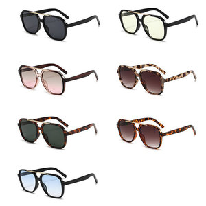 Custom Logo 2026 Fashion Men Women Big <b>Frame</b> Pilot Sun Glasses Gradient Lens Shades UV400 Double Bridge <b>Square</b> <b>Sunglasses</b> - Product Image 4