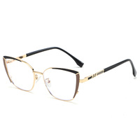 Nouvelles Lunettes Photochromiques Anti-Lumière Bleue Tendance à Motif Géométrique Œil de Chat, Monture Métallique Haut de Gamme Polyvalente pour Tous les Visages