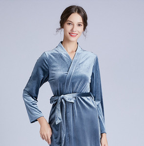 Logo personalizzato abito per la sposa <span class=keywords><strong>e</strong></span> damigella d'onore del partito delle donne kimono morbido velluto <span class=keywords><strong>camicia</strong></span> <span class=keywords><strong>da</strong></span> <span class=keywords><strong>notte</strong></span> - Product Image 6