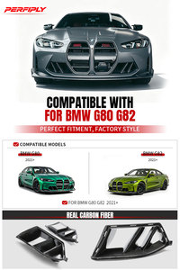Pièce auto Perfiply, pare-chocs avant en fibre de carbone véritable, double barre d'admission d'air, prise d'air pour BMW <span class=keywords><strong>M3</strong></span> G80/M4 G82 <span class=keywords><strong>2020</strong></span>+, aérateurs - Product Image 2