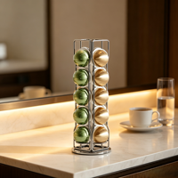 Support de capsules de café rotatif à 360 degrés en métal, miroir électroplaqué, tour de rangement pour dosettes de café de taille standard