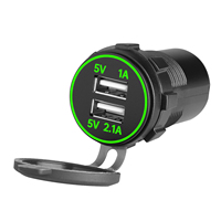 Prise de charge double USB étanche DC12/24V 3.1A avec indicateur LED et couvercle rabattable pour bateau, camping-car, moto