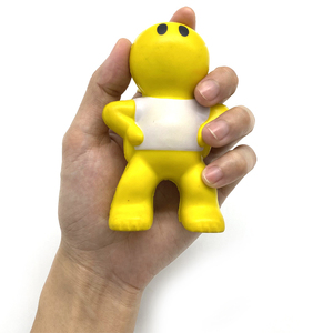 Jouets Squishy en PU à Remontée Lente, Figurine Jaune en Gilet Blanc, Jouets Anti-Stress à Presser, Logo Personnalisé pour Cadeaux Promotionnels - Product Image 1