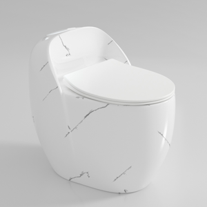 WC forma de huevo gran oferta diseño de lujo mármol blanco cerámica montado en el suelo artículos sanitarios Inodoro baño inodoro de una pieza - Product Image 4