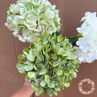 Neu Eingetroffen Großer Blütenkopf 22 cm Dunkelgrüne Hortensie Seiden-Kunstblumen Großhandel Dekorative Blumen & Pflanzen
