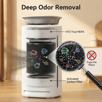 Purificateur d'air électrique HEPA pour animaux domestiques, filtre lavable, capteurs intelligents, commande tactile, mode veille, purification haute vitesse 350 m³/h CADR