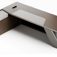 Bureau de direction minimaliste en mélamine gris, table de bureau à domicile, mobilier de direction, design professionnel, qualité haut de gamme