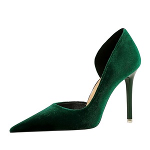 Zapatos de Tacón Alto de Terciopelo Verde Oscuro para Mujer, Zapatos de Vestir Formales con Punta Puntiaguda y Aberturas, para Fiestas Nocturnas, Bodas, Oficina - Product Image 5
