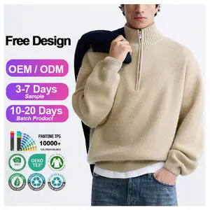 Custom LOGO OEM ODM Men's Sweater High Quality Loose Quater Zip Pullover Winter Long Sleeve Knit Sweater For Men