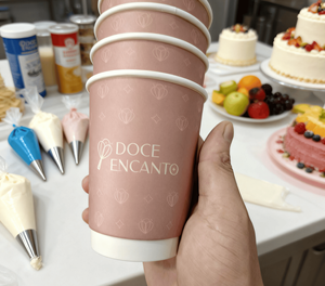 Экологичная одноразовая двухслойная бумажная кружка для кофе розового цвета, 8/9/10 унций, с крышкой, для горячих напитков, молока, чая, зеленая упаковка - Product Image 2