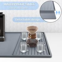 24 ''X 16'' Tapis de café en silicone Rectangle détachable Séchage de la vaisselle Lavable Gris Design contemporain Accessoires de bar Décoration