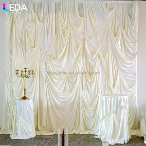 LEDA <b>Wedding</b> Backdrop Cream-Colored Satin Fabric Curtain Stage Decor Cloth for <b>Wedding</b> Arrangement - Product Image 1