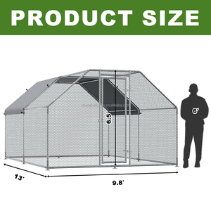 <span class=keywords><strong>Poulailler</strong></span> extérieur multifonctionnel en métal de haute qualité, grand format 13x9.8x6.8 pieds, avec toit plat, PDJL02-14 - Product Image 4