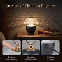 Lampe de table LED d'ambiance moderne de luxe avec abat-jour en cristal et diamant, poignée en métal, commande tactile, sans fil et rechargeable
