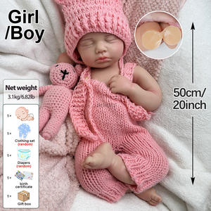 20 "silikon yeniden doğmuş bebekler kızlar için/erkek LouLou yumuşak tam vücut silikon yıkanabilir 3D ven gerçekçi köklü saç bebek Xmas hediye - Product Image 5