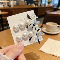 Barrettes à cheveux coréennes de luxe léger avec perles, pinces latérales à nœud pour filles, accessoires de coiffure
