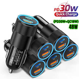 พอร์ตคู่ USB C ชาร์จเร็วอะแดปเตอร์ที่จุดบุหรี่48วัตต์พอร์ตหลายพอร์ต PD 30W QC 3.0 18W สำหรับ iPhone 18 .. Samsung - Product Image 2