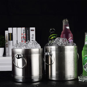 Contenedor de cubitos de hielo redondos portátiles de acero inoxidable de 1L de nuevo diseño, Cubo de vino, cubo de hielo aislado de doble pared con tapa - Product Image 6